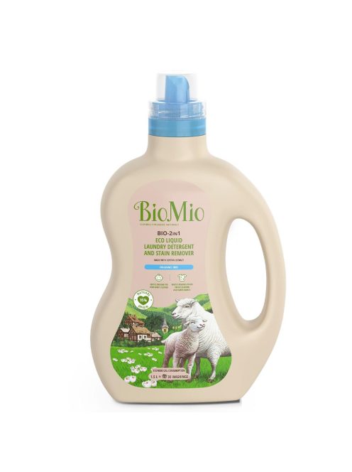 BIOMIO BIO-2IN1 ECO FOLYÉKONY MOSÓSZER ÉS FOLTTISZTÍTÓ - ILLATMENTES - 1.5 LITER